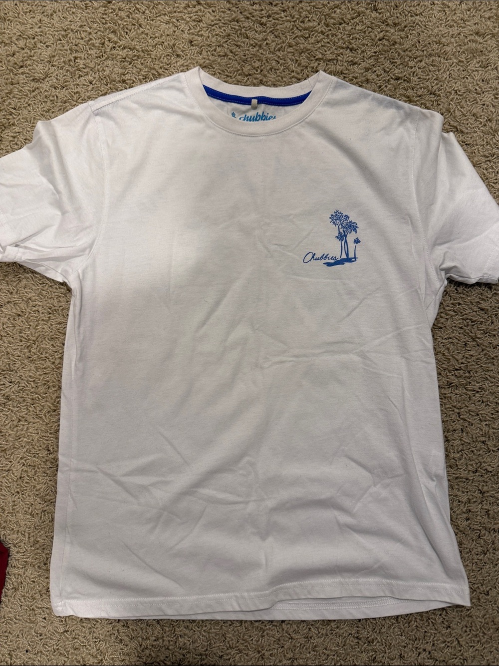 chubbies White Short-Sleeve Tee with Blue Palm Logo